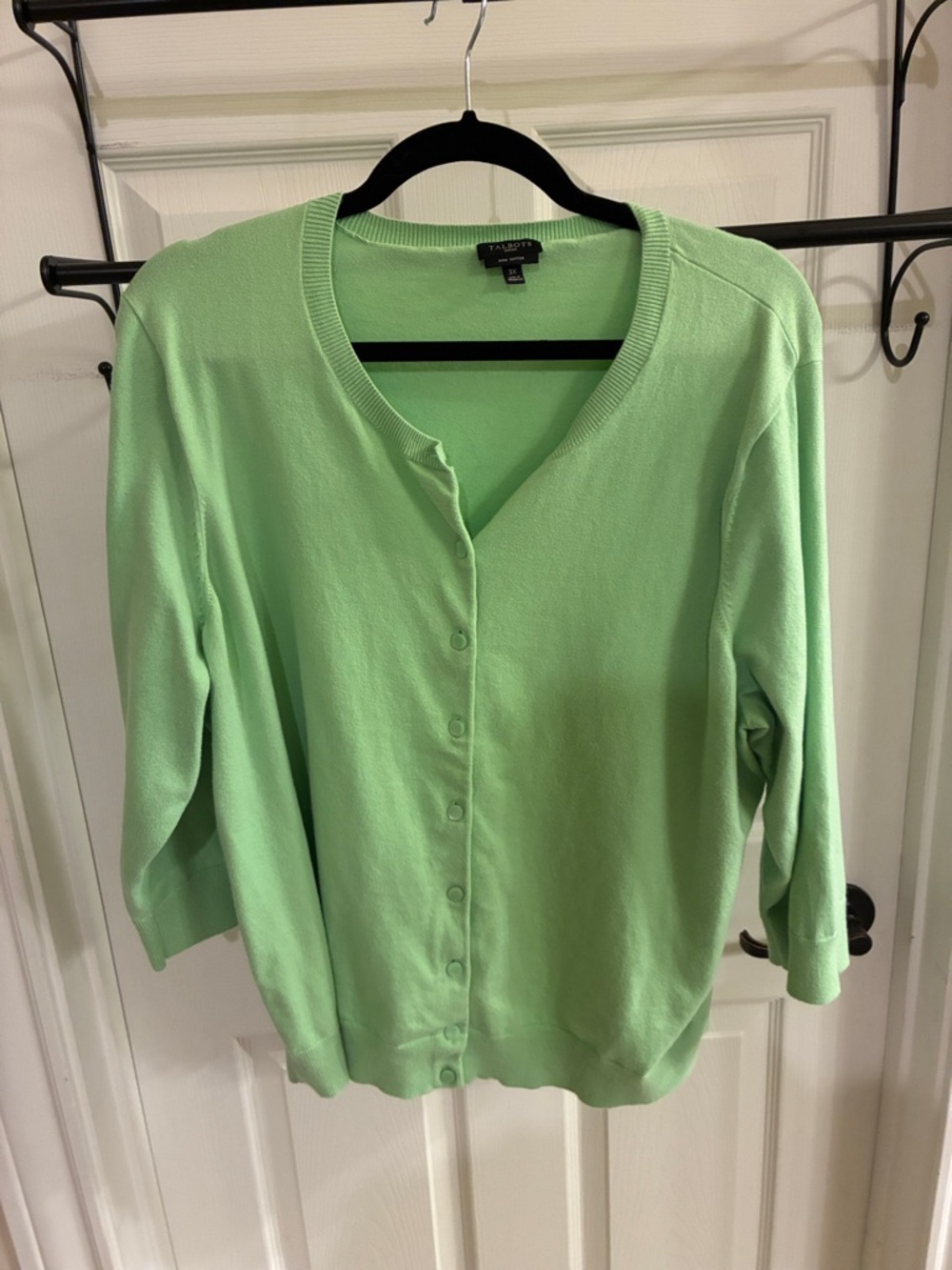 Talbots Light Green Button-Front Cardigan
